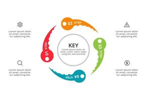 Key concept for infographic with 4 steps, options, parts or processes. Business data visualization. vector