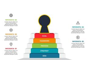 Key concept for infographic with 5 steps, options, parts or processes. Business data visualization. vector