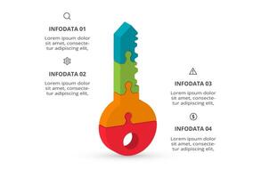 Key concept for infographic with 4 steps, options, parts or processes. Business data visualization. vector