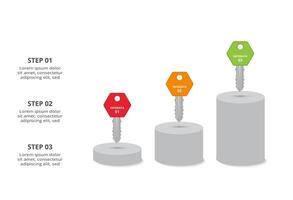 Key concept for infographic with 3 steps, options, parts or processes. Business data visualization. vector