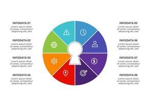 Key concept for infographic with 8 steps, options, parts or processes. Business data visualization. vector