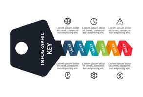 Key concept for infographic with 6 steps, options, parts or processes. Business data visualization. vector