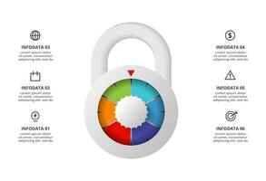 Key concept for infographic with 6 steps, options, parts or processes. Business data visualization. vector
