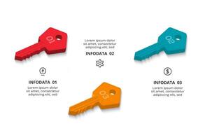 Key concept for infographic with 3 steps, options, parts or processes. Business data visualization. vector