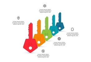 Key concept for infographic with 5 steps, options, parts or processes. Business data visualization. vector