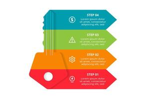 Key concept for infographic with 4 steps, options, parts or processes. Business data visualization. vector