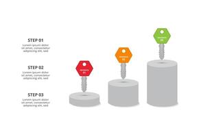 Key concept for infographic with 3 steps, options, parts or processes. Business data visualization. vector