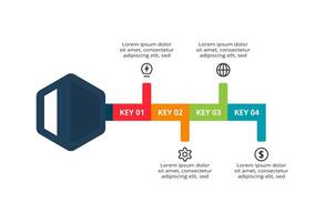 Key concept for infographic with 4 steps, options, parts or processes. Business data visualization. vector