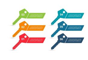 Key concept for infographic with 6 steps, options, parts or processes. Business data visualization. vector