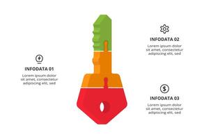Key concept for infographic with 3 steps, options, parts or processes. Business data visualization. vector