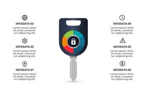 Key concept for infographic with 6 steps, options, parts or processes. Business data visualization. vector