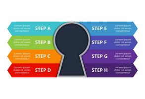 Key concept for infographic with 8 steps, options, parts or processes. Business data visualization. vector