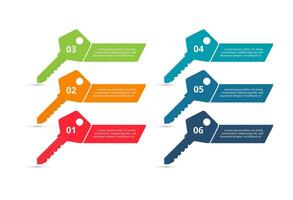 Key concept for infographic with 6 steps, options, parts or processes. Business data visualization. vector
