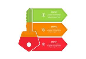 Key concept for infographic with 3 steps, options, parts or processes. Business data visualization. vector