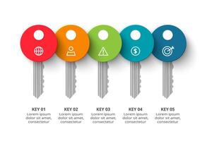 Key concept for infographic with 5 steps, options, parts or processes. Business data visualization. vector