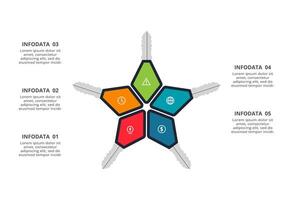 Key concept for infographic with 5 steps, options, parts or processes. Business data visualization. vector