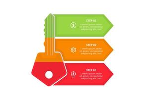 Key concept for infographic with 3 steps, options, parts or processes. Business data visualization. vector