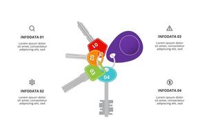 Key concept for infographic with 4 steps, options, parts or processes. Business data visualization. vector