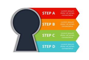 Key concept for infographic with 4 steps, options, parts or processes. Business data visualization. vector