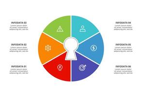 Key concept for infographic with 6 steps, options, parts or processes. Business data visualization. vector