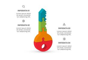 Key concept for infographic with 4 steps, options, parts or processes. Business data visualization. vector
