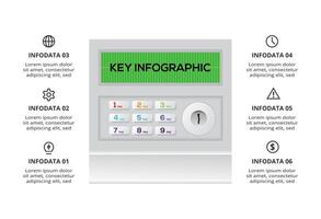 Key concept for infographic with 6 steps, options, parts or processes. Business data visualization. vector