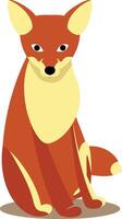 fox sitting illustration without background animated minimalist style vector