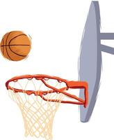 basketball ball and basket in artistic style digital illustration without background vector