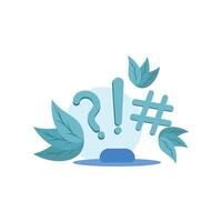 Hashtag question mark and exclamation mark icon. design background illustrations with natural themes, hashtags and exclamation marks. Background illustration graphic element design vector