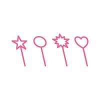 Set of lollipops in the shape of hearts. Collection of 4 pieces of ferry stick shapes. Design graphic elements for illustrations of magic wand icons for children's story books vector