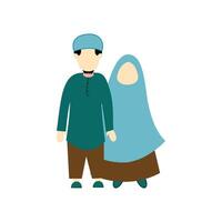 Illustration of a Muslim family in traditional clothes. Flat design. design element illustration of a happy family. Element design of a happy family that is warm and full of love vector