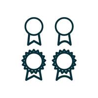 award ribbons icon over white background, Collection of 4 medals with a line style. Graphic design elements for award illustrations in line style isolated on a white background vector