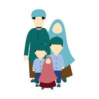 Illustration of a Muslim family in traditional clothes. Flat design. design element illustration of a happy family. Element design of a happy family that is warm and full of love vector