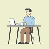 Man work in office with laptop vector