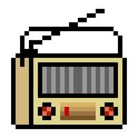 Vintage radio in 8 bit pixel art style. Old retro style radio vector