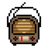 Vintage radio in 8 bit pixel art style. Old retro style radio vector