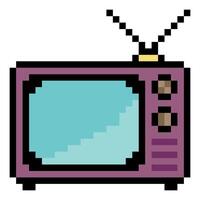 Old retro television in 8 bit pixel art style vector