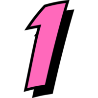 1 number 3d style colorful modern typography png