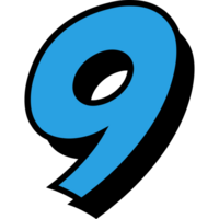 9 number 3d style colorful modern typography png