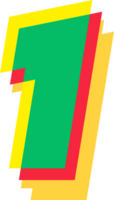 1 number 3d style colorful modern typography png
