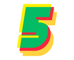 5 number 3d style colorful modern typography png