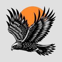 eagle flying, sketch graphics monochrome illustration , Engraving vector