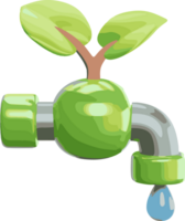 A green faucet with a tree growing out of it, , water management png
