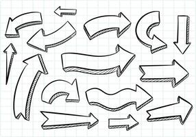 Hand draw directional arrows set sketch design vector