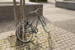Theft of a saddle of a bicycle left in a parking lot with a closed lock photo
