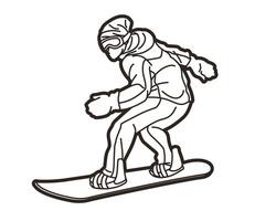 Outline Snowboard Player Action Extreme Sport vector