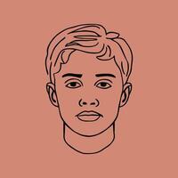 Young Boy Line art, Staring at front vector