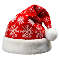 Santa hat with snowflake patterns on a transparent background, photorealistic illustration, for use in graphic design png