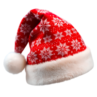 Santa hat with snowflake patterns on a transparent background, photorealistic illustration, for use in graphic design png