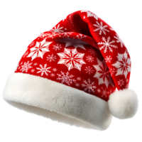 Santa hat with snowflake patterns on a transparent background, photorealistic illustration, for use in graphic design png